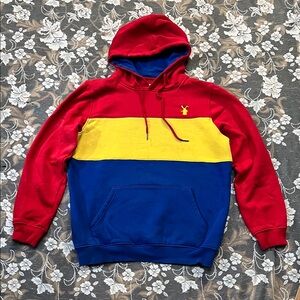 Dutch Bros Coffee Colorblock Hoodie rare employee exclusive red, yellow and blue